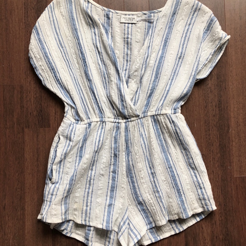 Striped blue and white romper